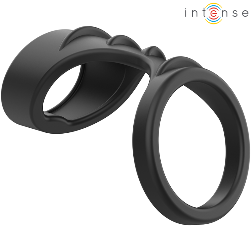 Anillo doble para el pene INTENSE THEO sin vibración, negro