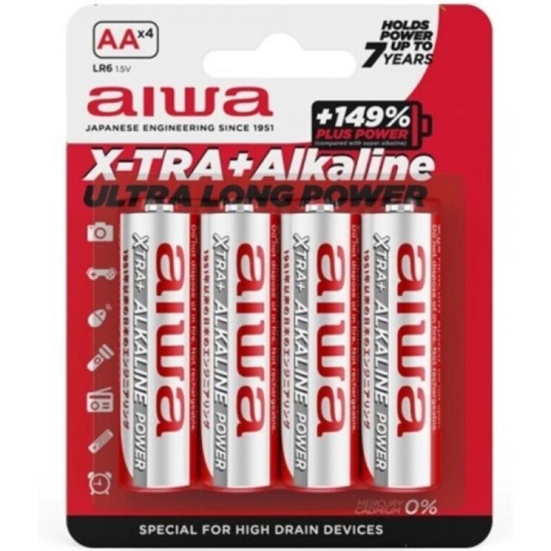 Pilas alcalinas AIWA X TRA AA, 4 unidades