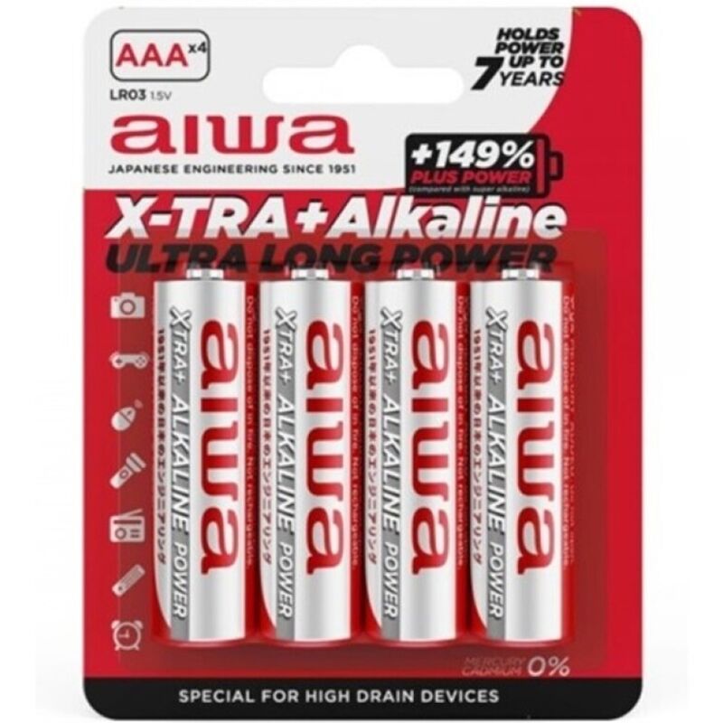 Pilas alcalinas AIWA X TRA AAA LR03, 4 unidades