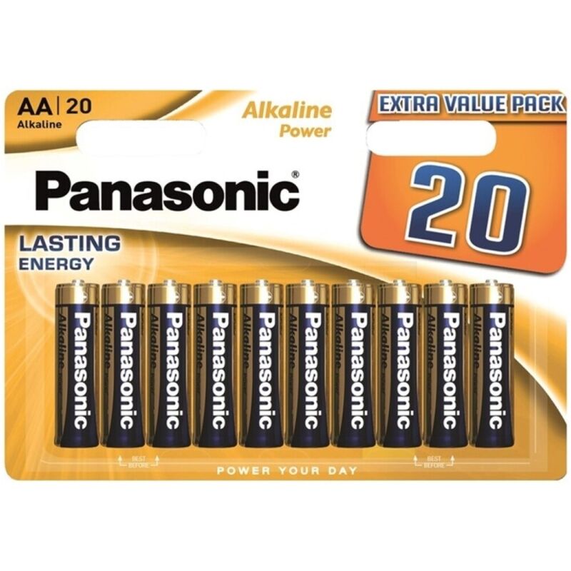 Pilas AA, pack de 20, larga duración y alimentación fiable PANASONIC