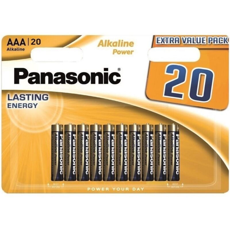 Pilas alcalinas AAA, pack de 20, larga duración para tus dispositivos PANASONIC