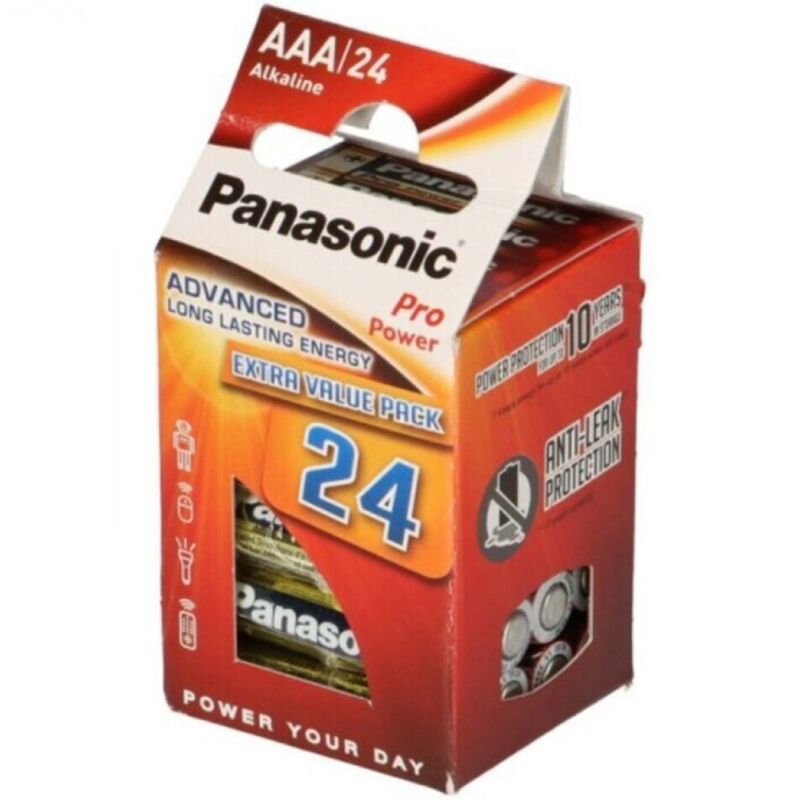 Pilas alcalinas AAA, paquete de 24, energía duradera para dispositivos PANASONIC