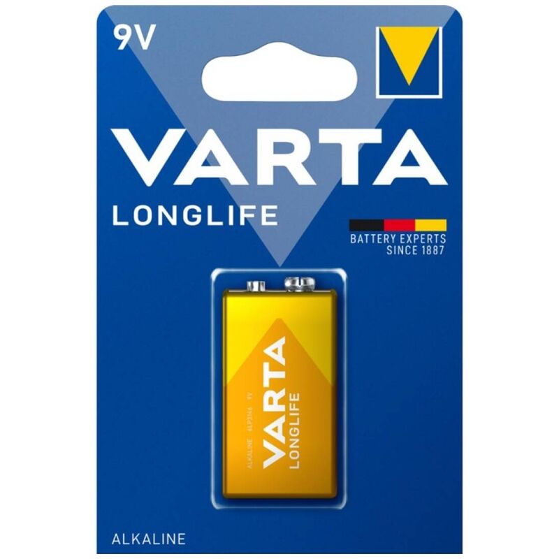 Pila alcalina de 9 V de larga duración para detectores de humo y dispositivos VARTA