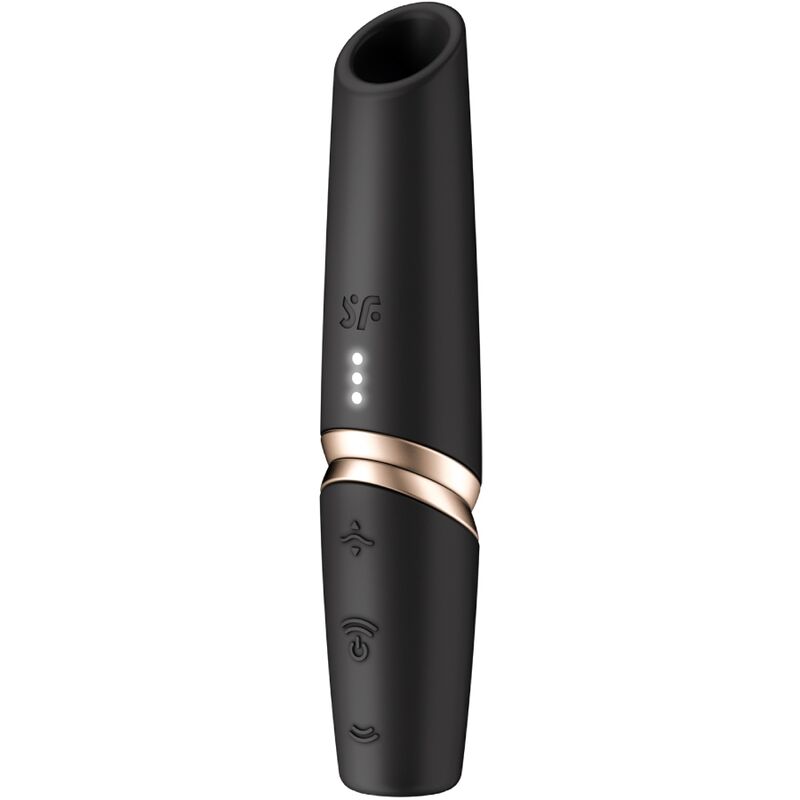 Estimulador de clítoris Satisfyer Perfect Kiss Wave, negro y dorado