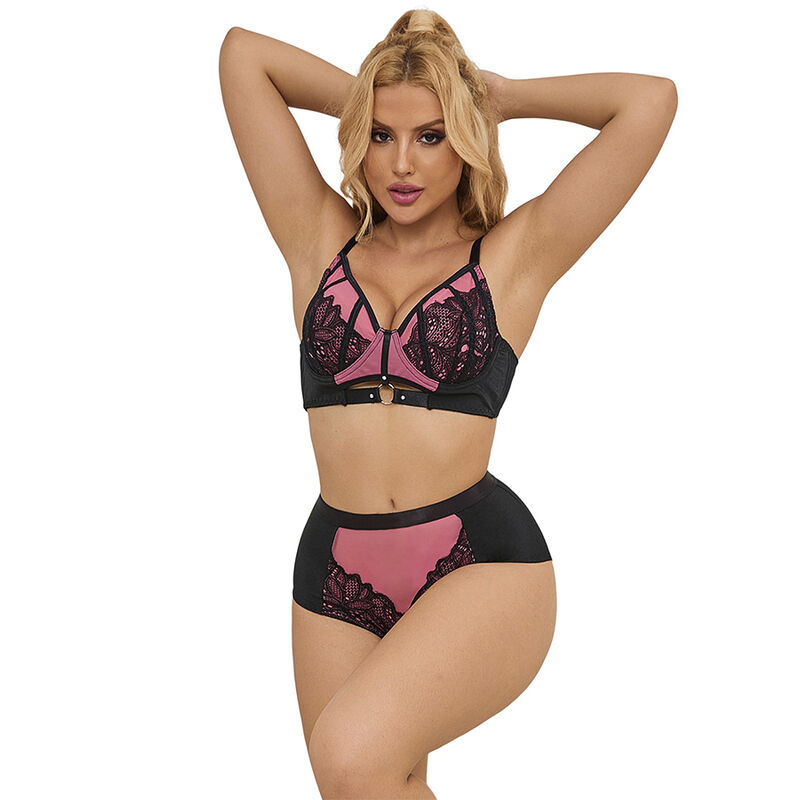 Conjunto de lencería SUBBLIME con sujetador efecto push up, encaje y tul, L/XL