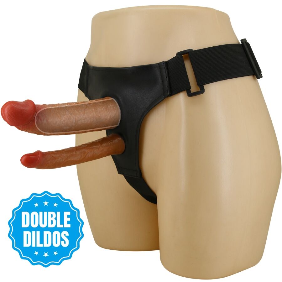 Dildo doble Pretty Love Keaven con arnés elástico