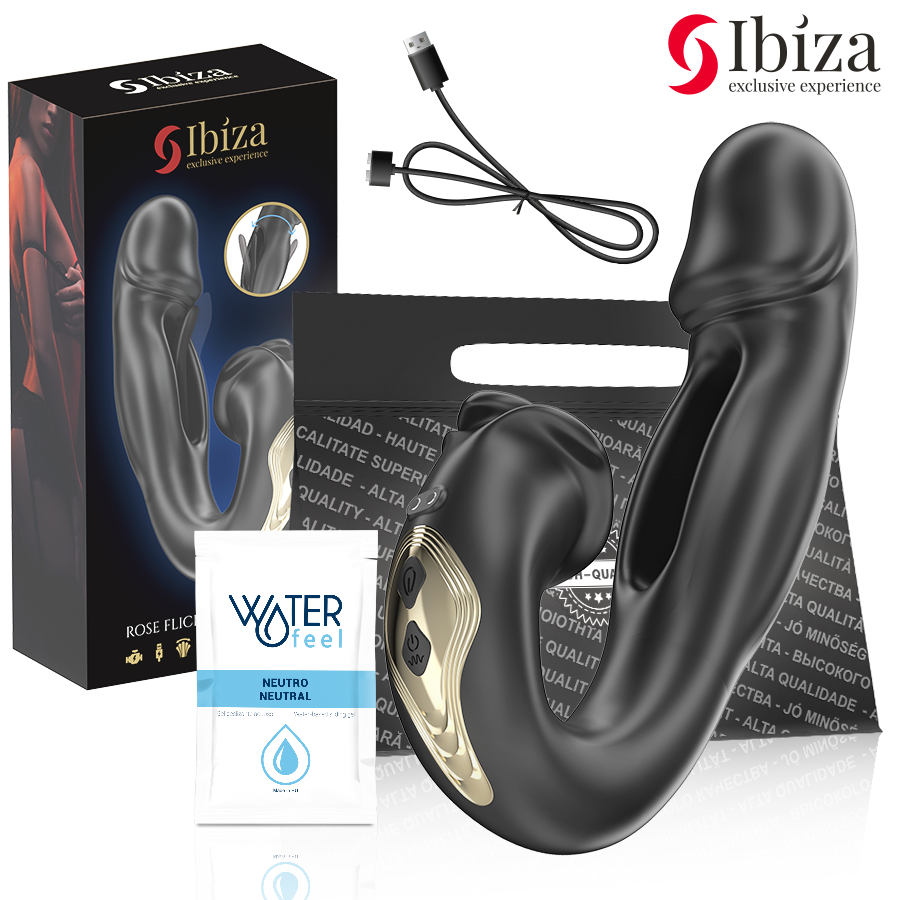 Vibrador de clítoris Rose con estimulación oscilante y batería recargable por USB IBIZA