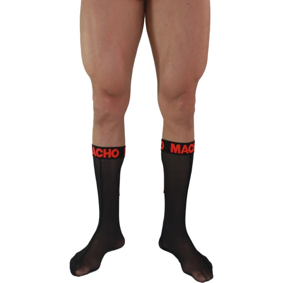 Calcetines semitransparentes MACHO negros y rojos