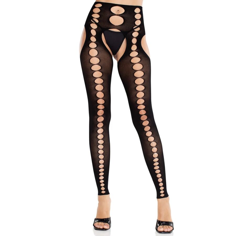 Medias negras sin costuras Leg Avenue con abertura