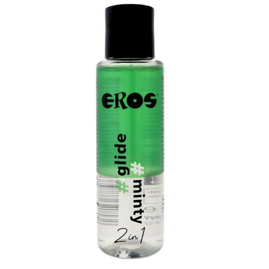 EROS 2 in 1 Glide Minty, lubricante con efecto refrescante y base de silicona, 100 ml