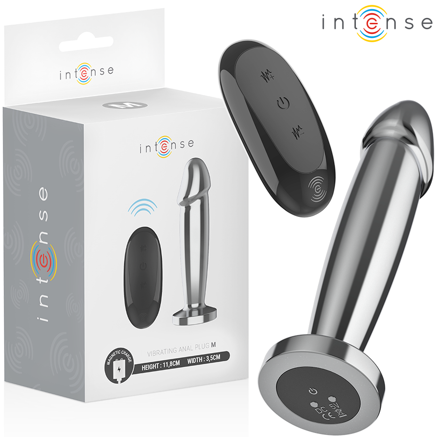 Plug anal vibrador INTENSE de aluminio con mando a distancia, M