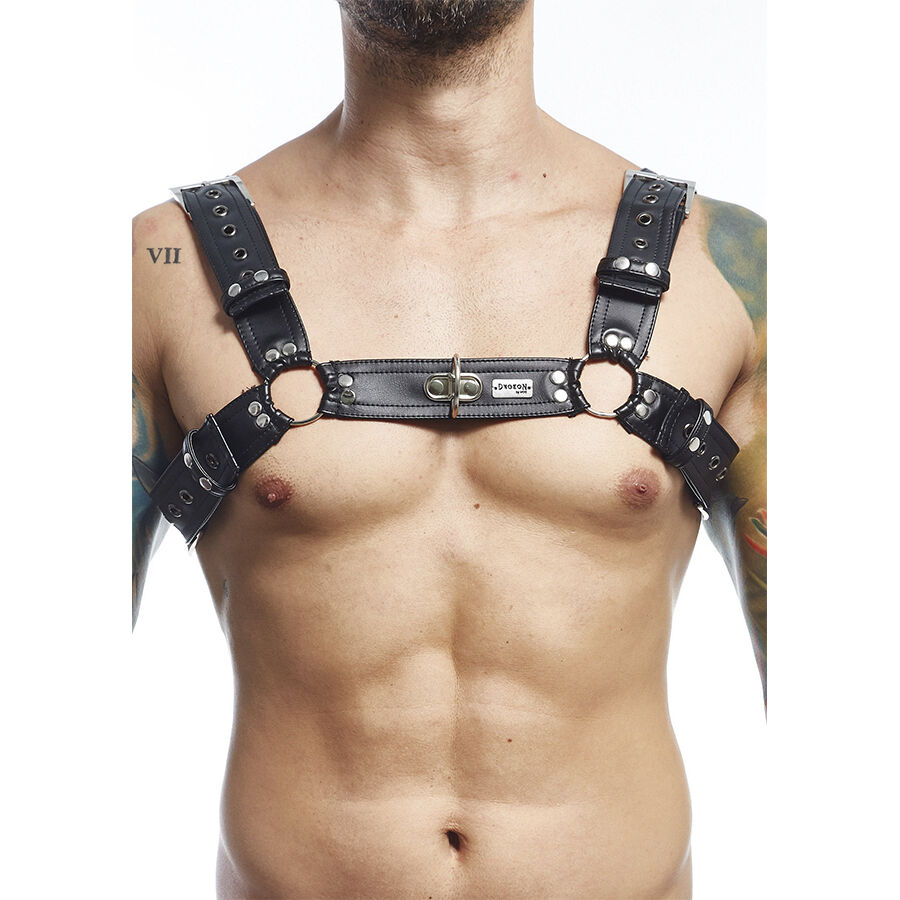 Cinturón arnés de polipiel ajustable para looks fetichistas negro MOB