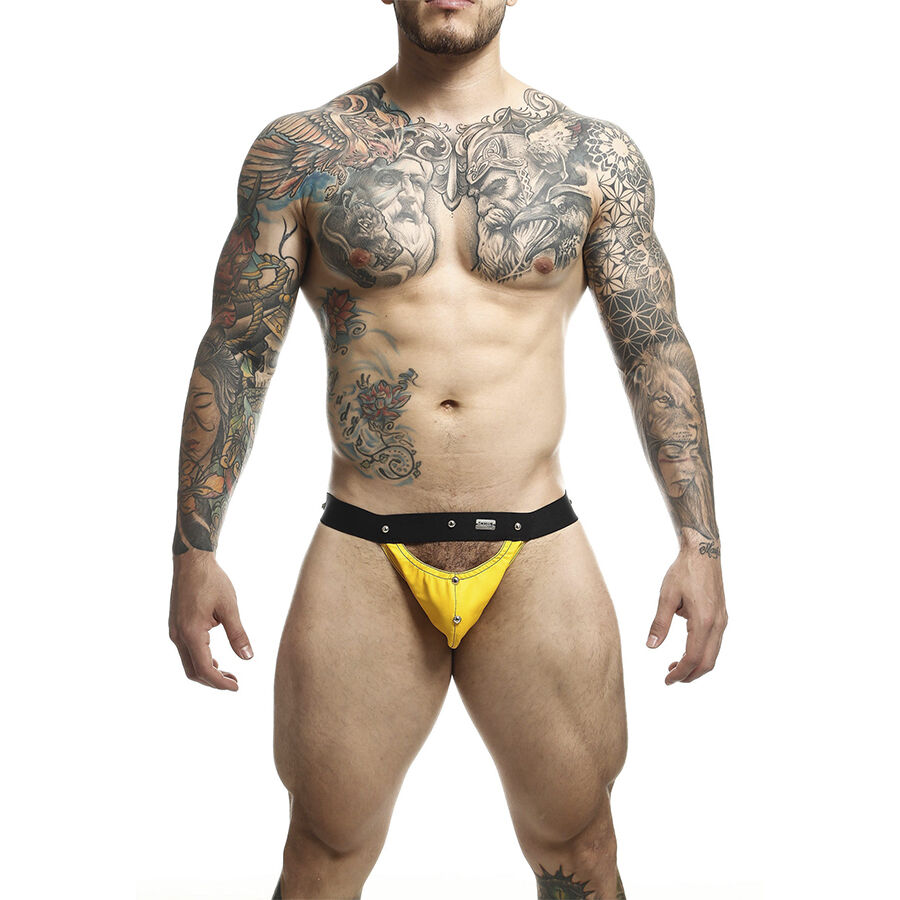 Suspensorio deportivo de polipiel con bolsa de sujeción amarillo MaleBasics