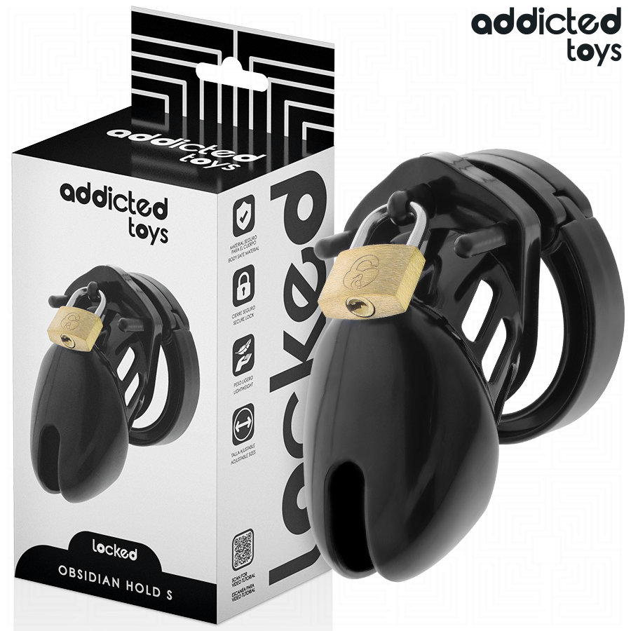 ADDICTED TOYS LOCKED Obsidian Hold jaula para el pene talla S