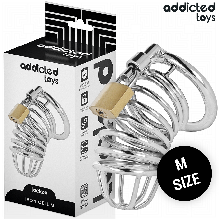 ADDICTED TOYS LOCKED Iron Cell jaula para el pene de metal, talla M