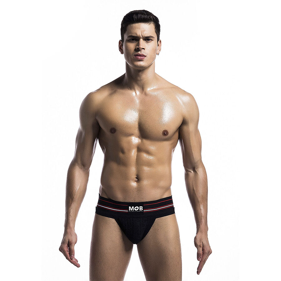 Tanga clásico negro de poliéster y lycra, muy cómodo, S L MaleBasics