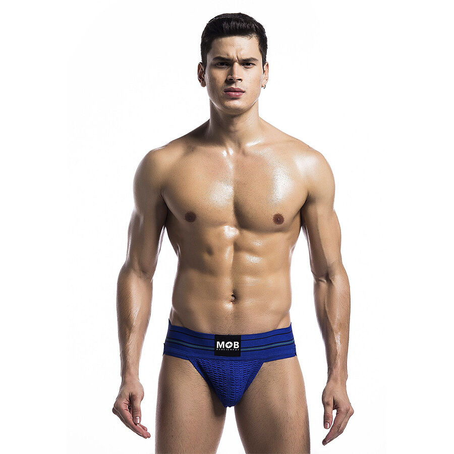 Tanga clásico azul para hombre con cintura elástica, talla cómoda L MOB