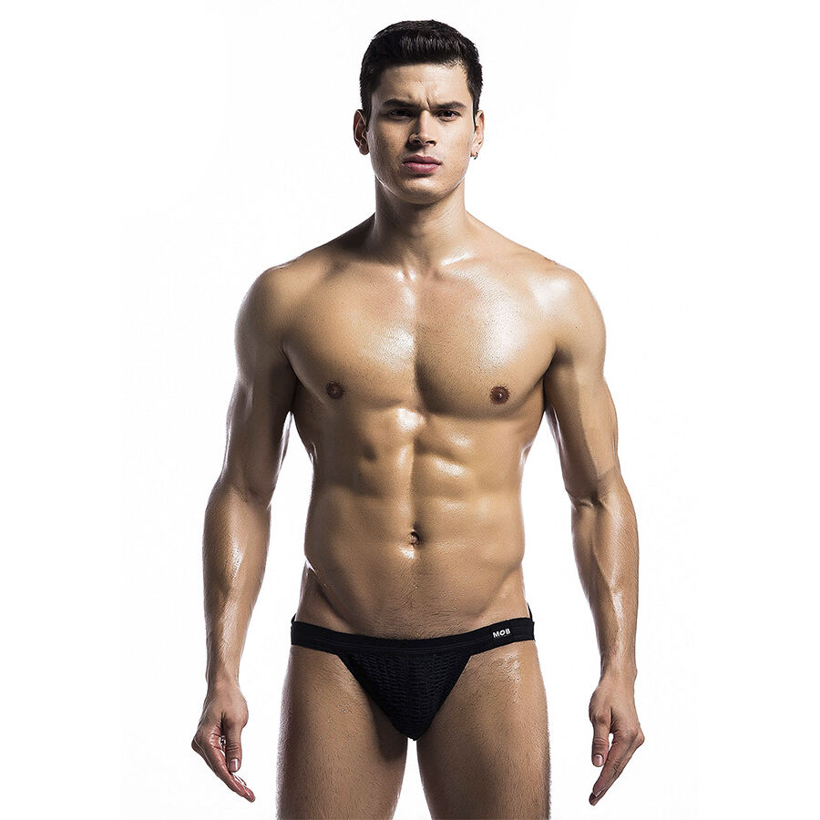 Bañador tipo jockstrap Fetish de licra negra, ajuste cómodo, talla L MOB