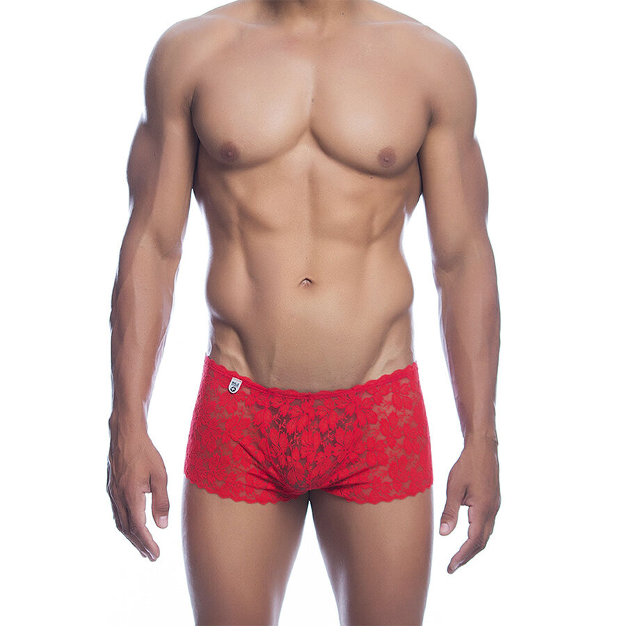 Boxer rojo de encaje transparente con cintura elástica L XL MOB