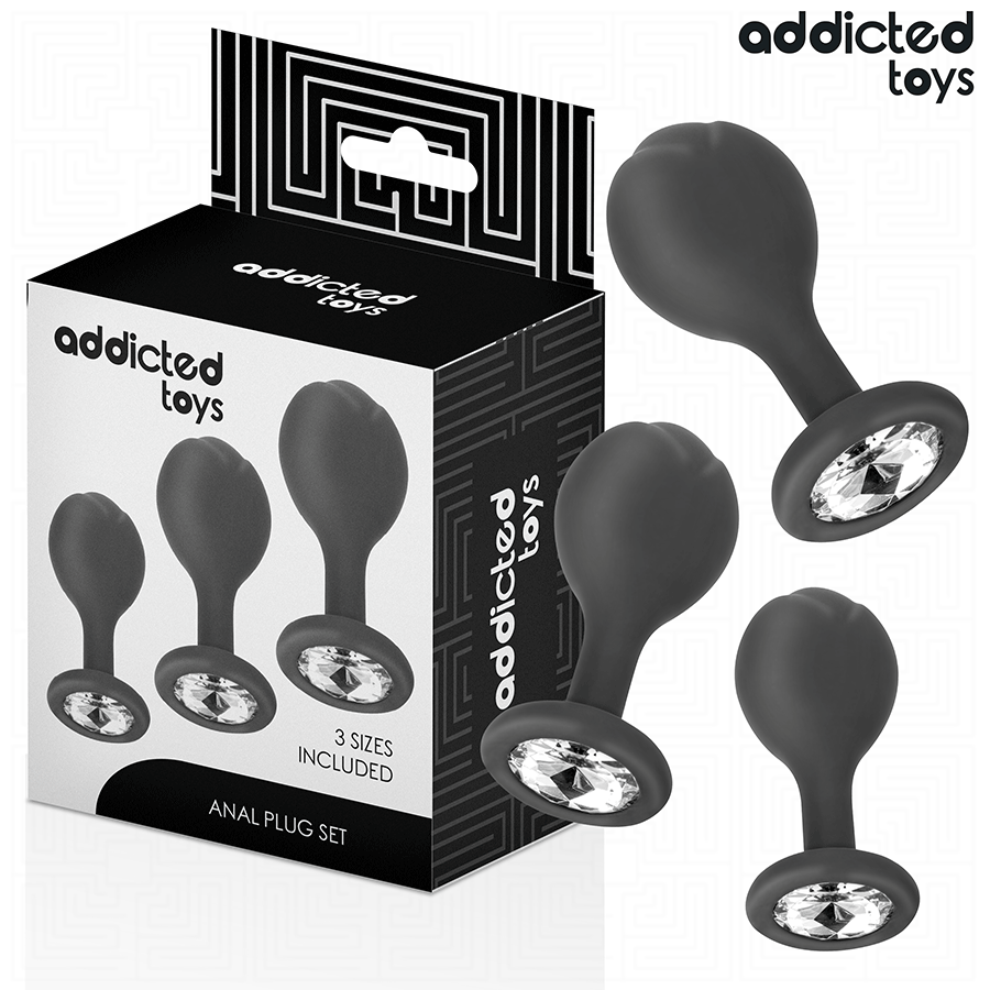 Set de plugs anales de silicona ADDICTED TOYS, 3 unidades