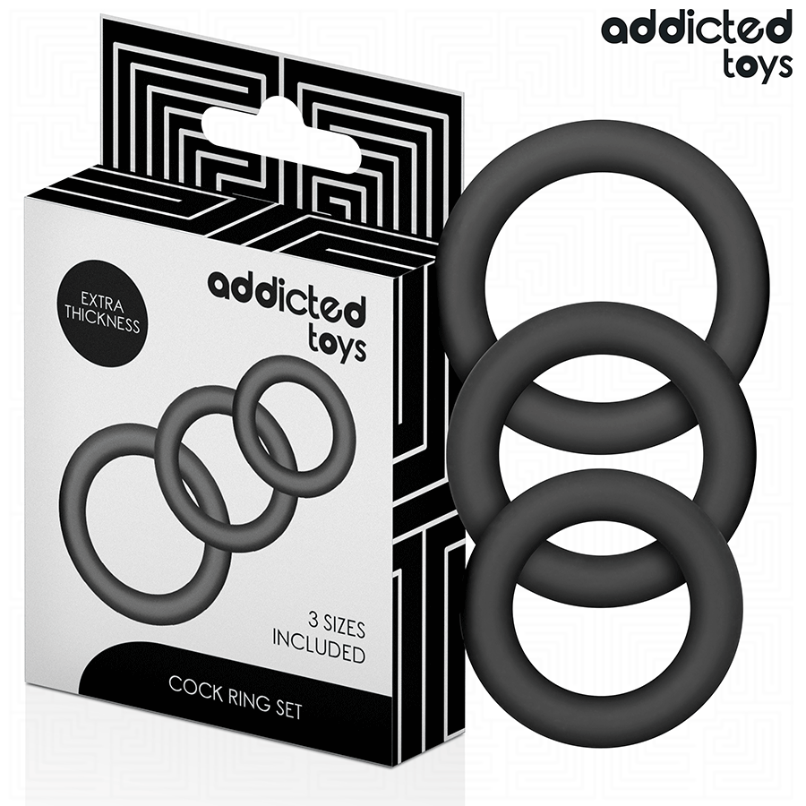 Set de anillos para el pene de silicona ADDICTED TOYS, 3 anillos, modelo 1