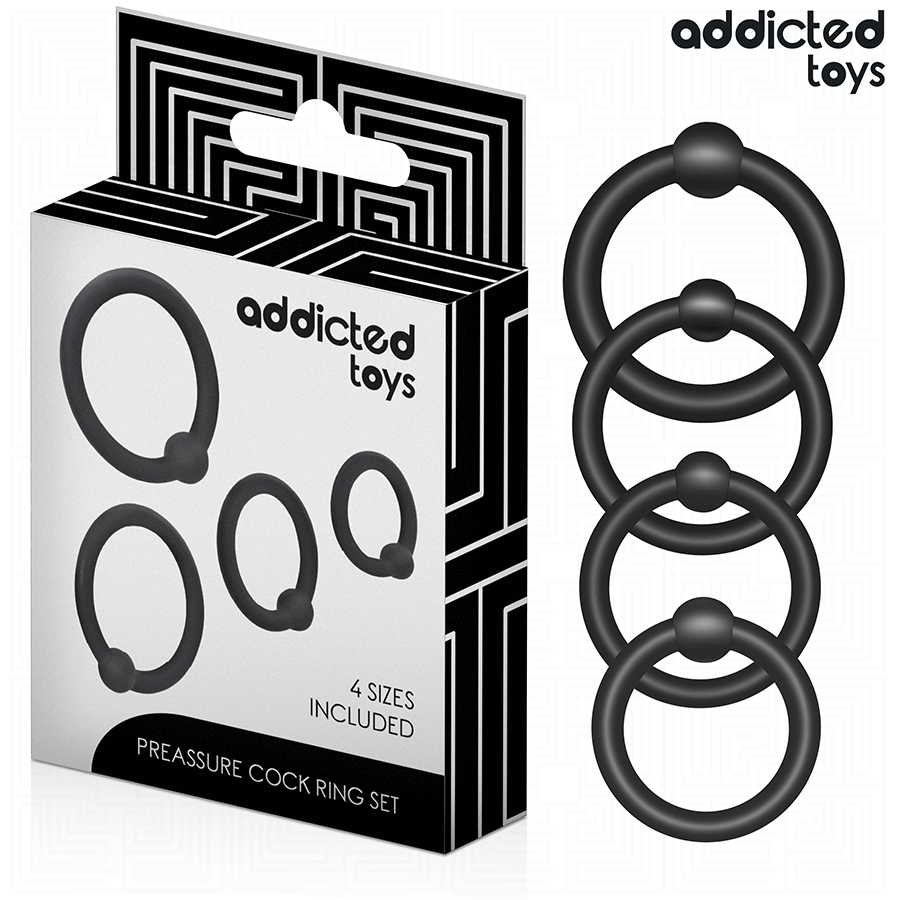 ADDICTED TOYS set de anillos para el pene de silicona, 4 anillos
