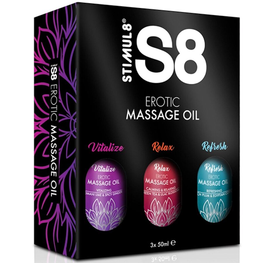 Set de aceites de masaje STIMUL8 S8 con 3 aromas