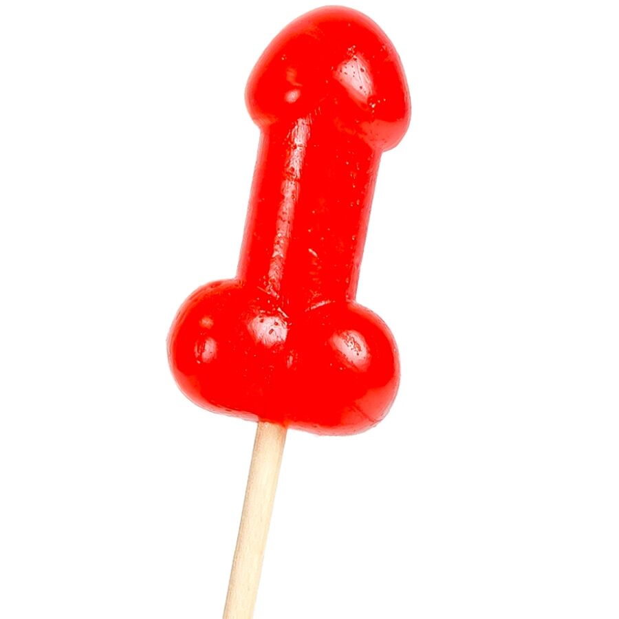 Piruleta SECRETPLAY con forma de pene, sabor a cereza y efecto calor