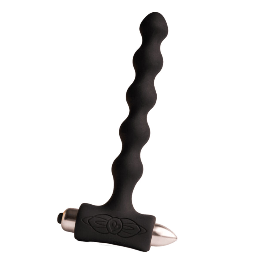 Plug anal vibrador ROCKS-OFF Petite Sensations Pearls, negro