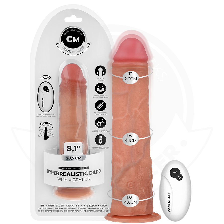 Dildo vibrador realista con ventosa y mando a distancia COCK MILLER