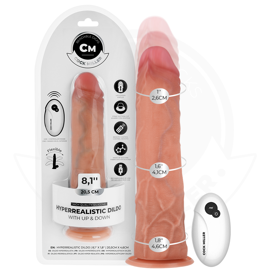 Dildo hiperrealista con función de empuje y mando a distancia COCK MILLER