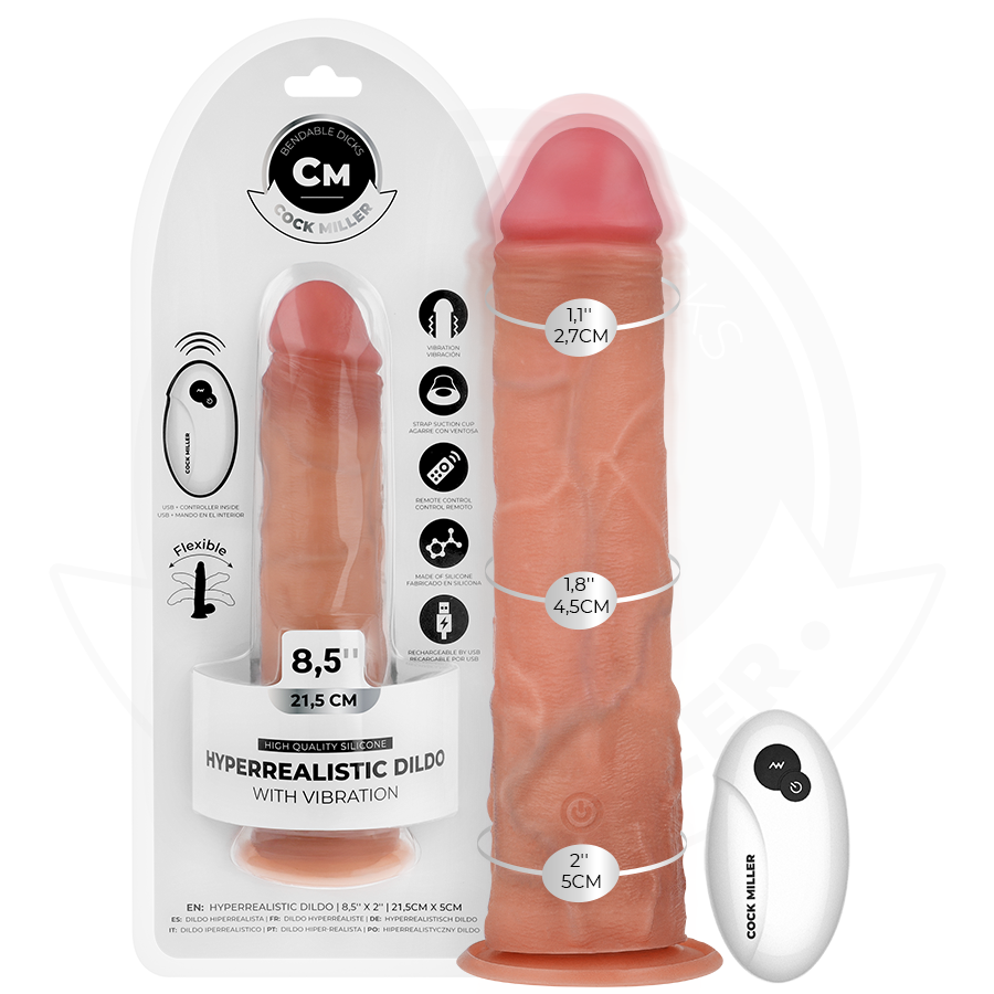 Dildo vibrador realista con mando a distancia y ventosa COCK MILLER
