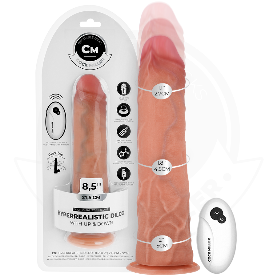 Dildo hiperrealista con función de embestida y ventosa para una estimulación intensa COCK MILLER