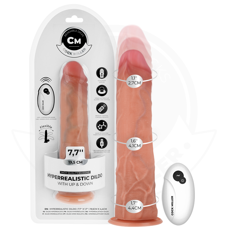 Consolador hiperrealista con función de embestida y ventosa 19,5 cm COCK MILLER