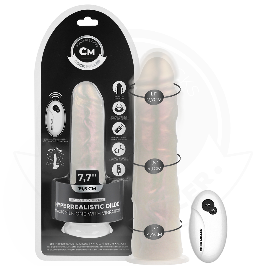 Dildo vibrador con ventosa y luz LED para usar con las manos libres COCK MILLER