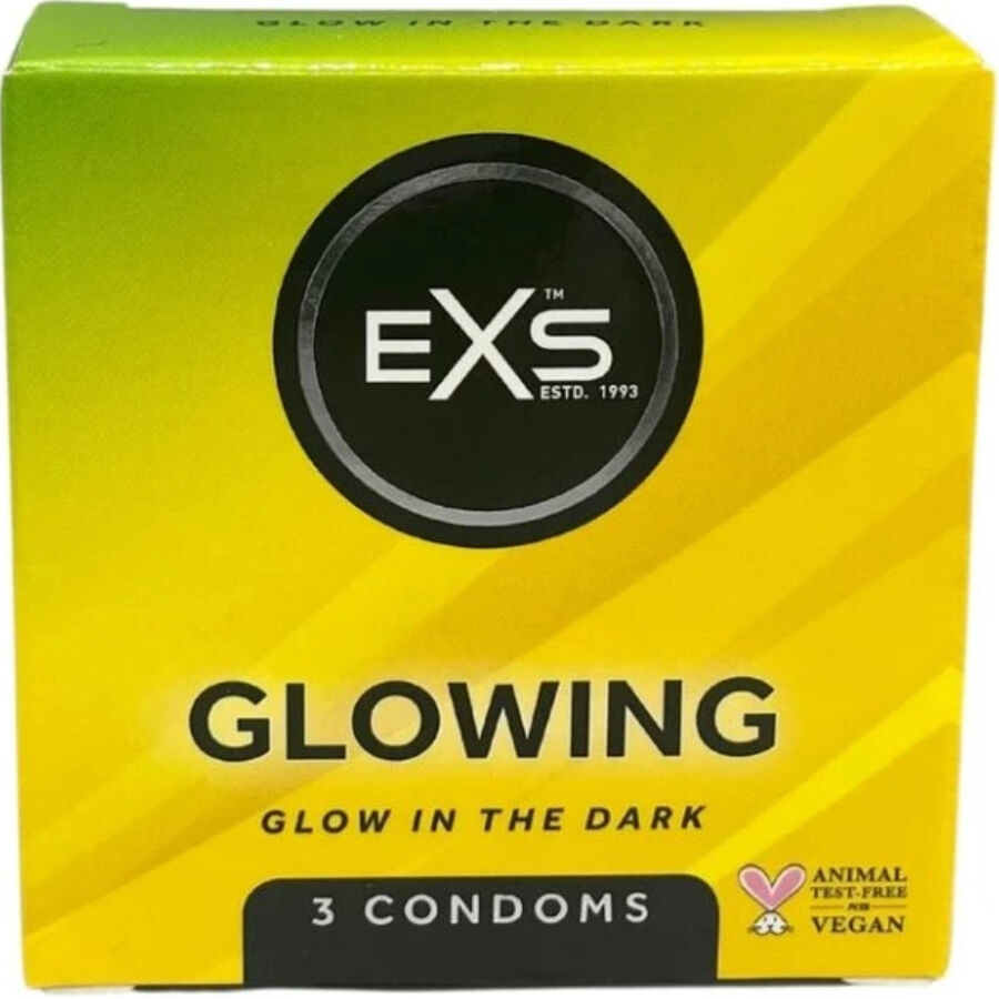 Preservativos EXS Glow in the Dark, 3 unidades