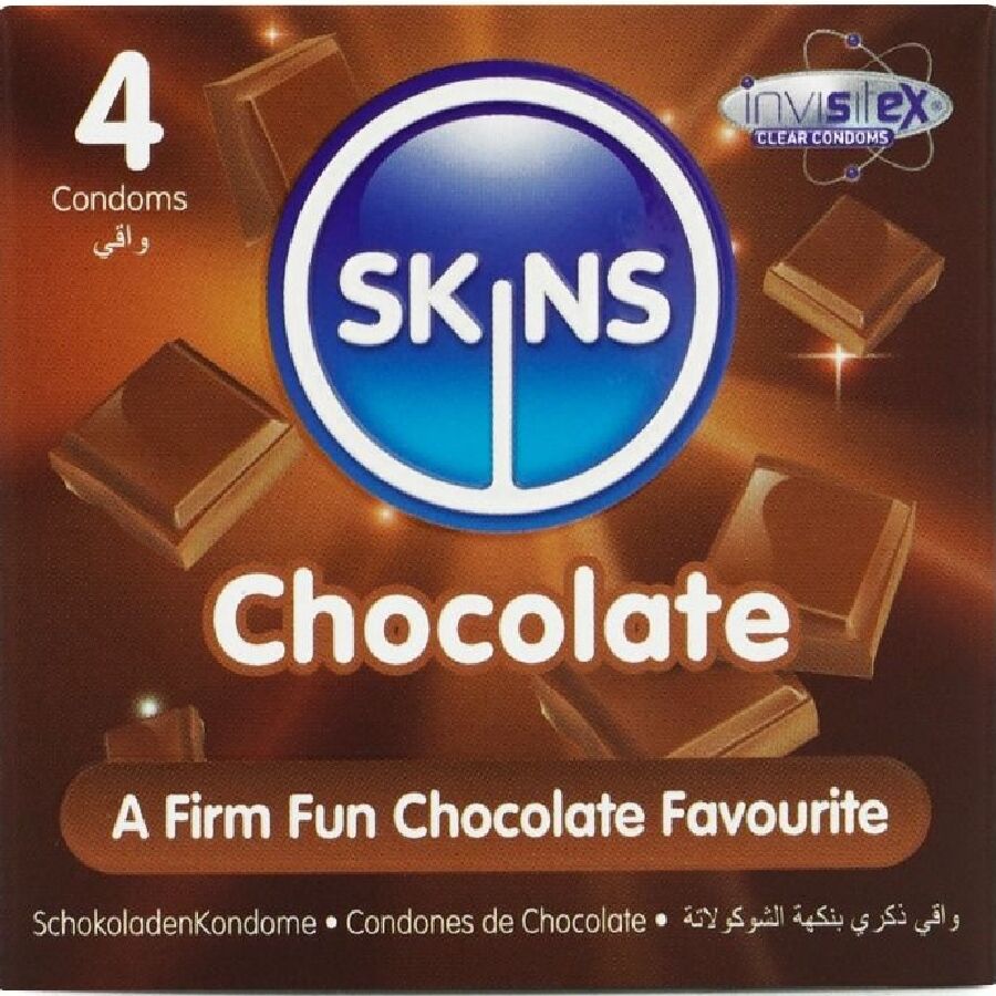 Preservativos SKINS con sabor a chocolate, 4 unidades