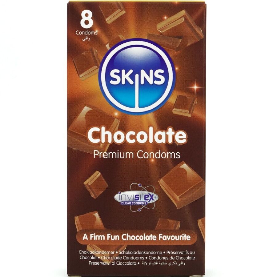 Preservativos SKINS con sabor a chocolate, 8 unidades
