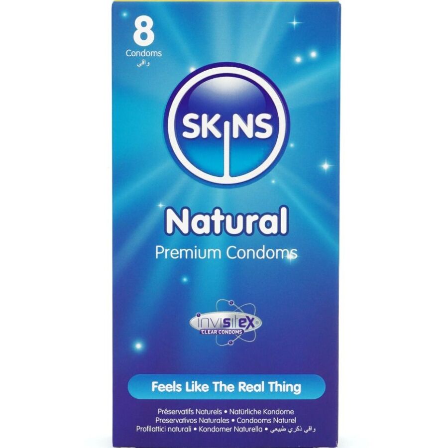 Preservativos estándar SKINS Natural, 8 unidades