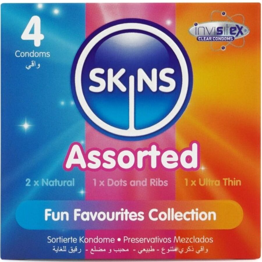 Preservativos SKINS variados, 4 unidades