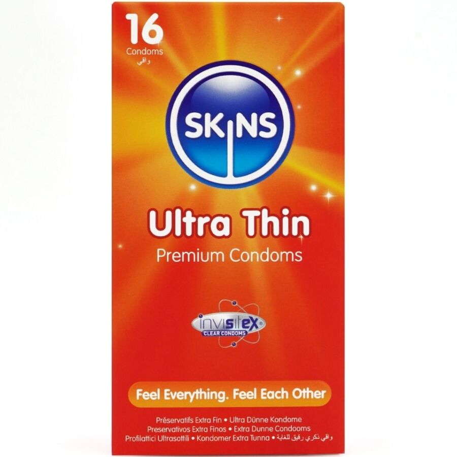 Preservativos finos SKINS Ultra Thin, 16 unidades