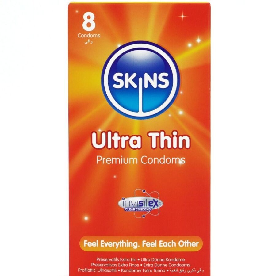 Preservativos finos SKINS Ultra Thin, 8 unidades