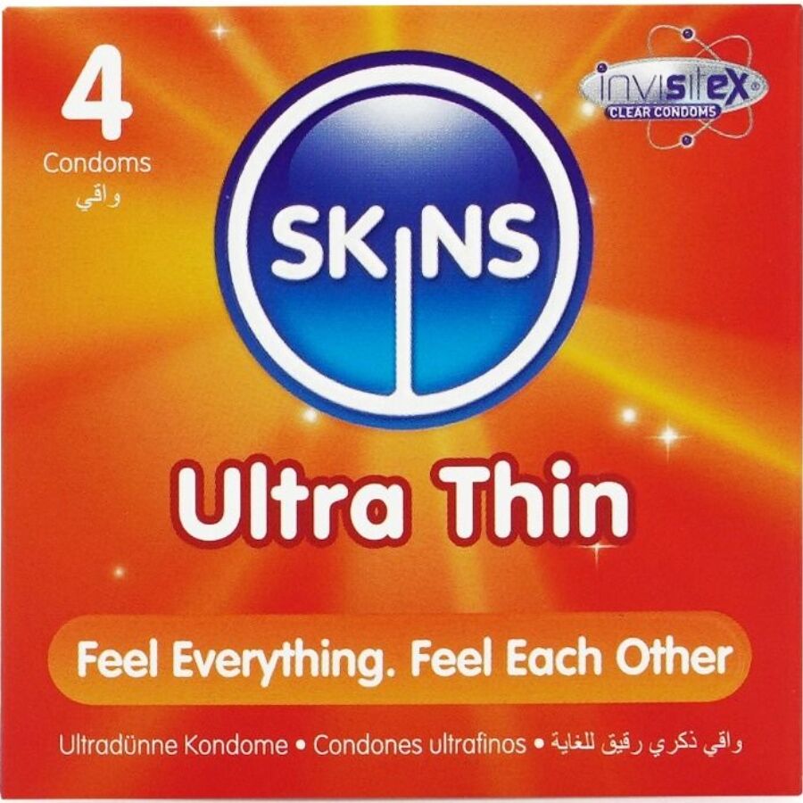 Preservativos finos SKINS Ultra Thin, 4 unidades