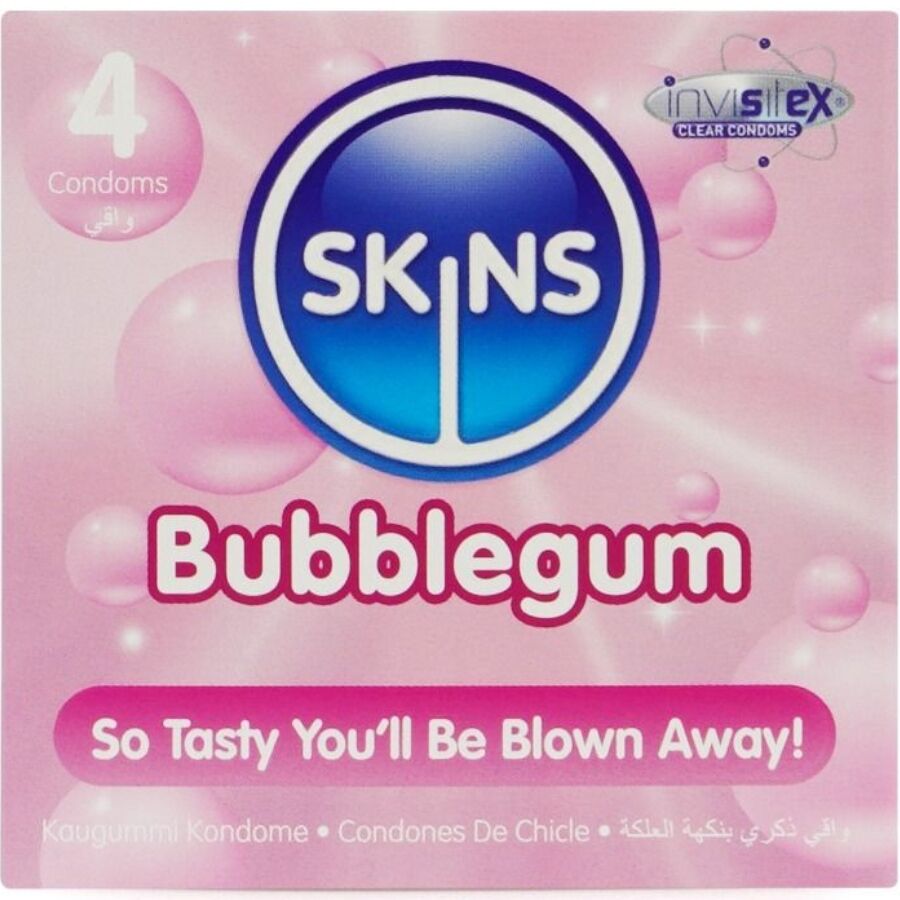 Preservativos SKINS con sabor a chicle, 4 unidades