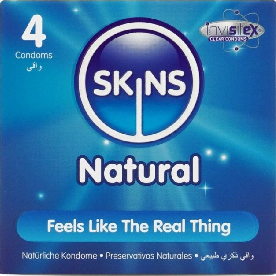 Preservativos estándar SKINS Natural Premium, 4 unidades