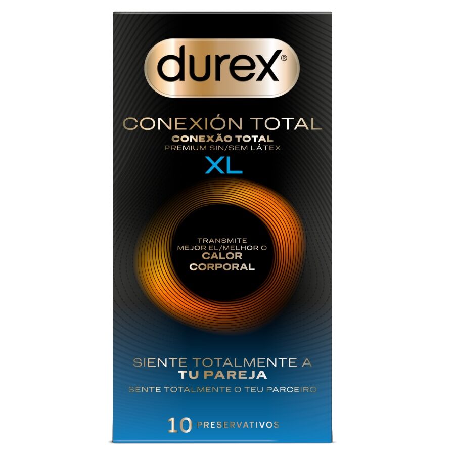 Durex Total Connection XL Ultra Fine Plus, preservativos grandes, 10 unidades
