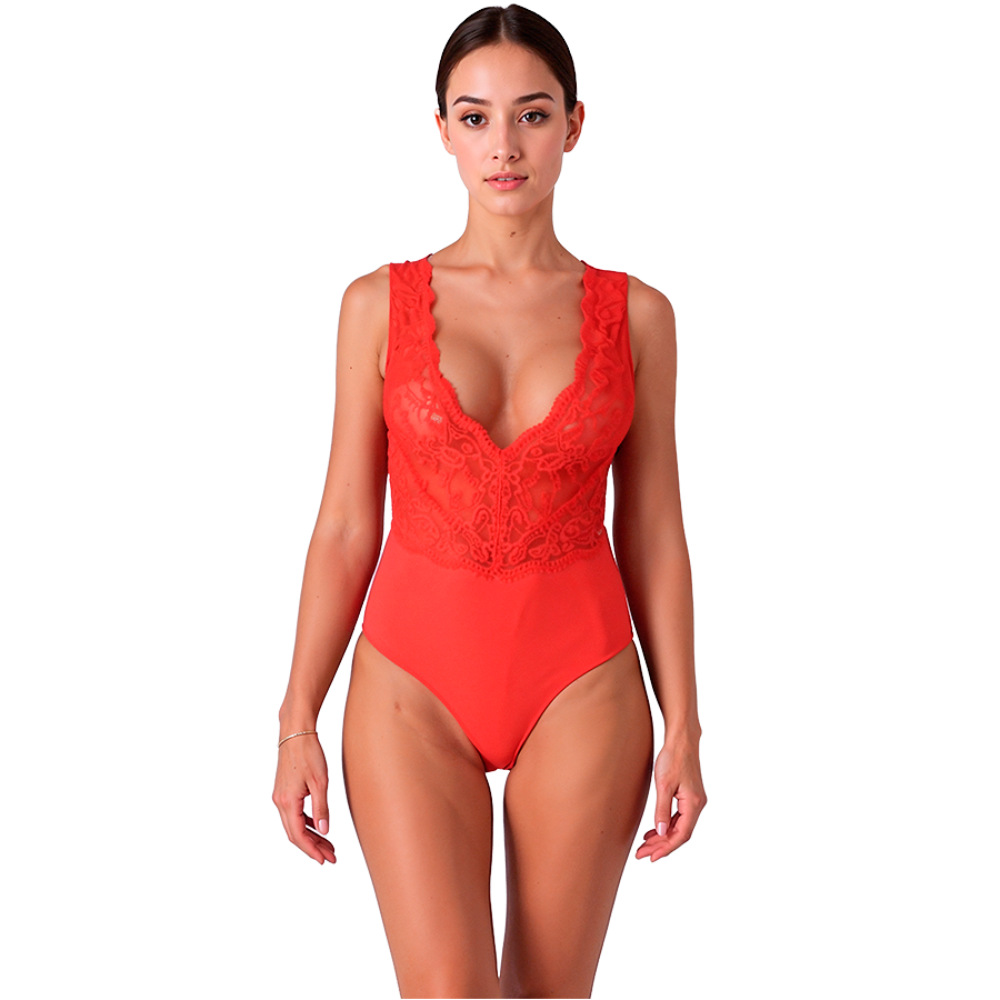PASSION EVALIE body de lencería, rojo, L/XL