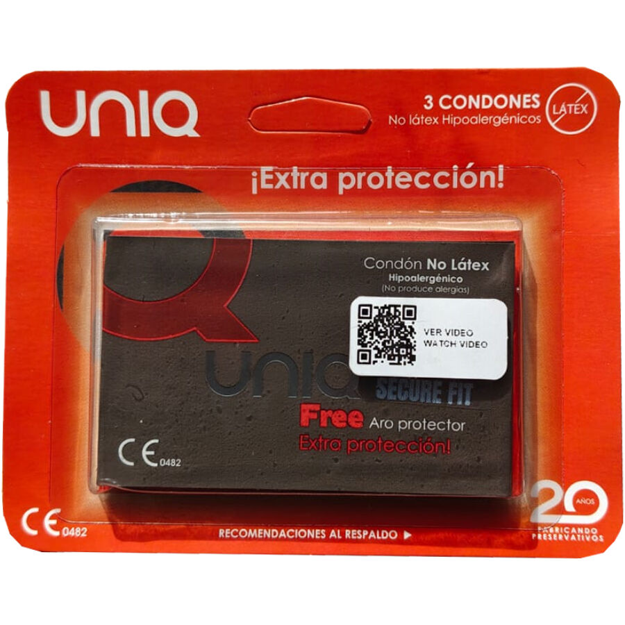 Preservativos sin látex UNIQ SecureFit, 3 unidades