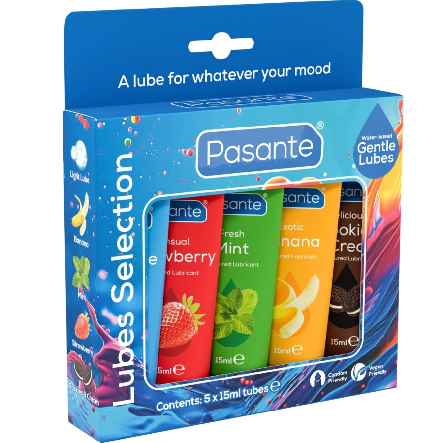 Set de lubricantes Pasante con 5 sabores variados