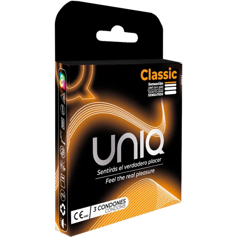 Condones UNIQ Classic sin látex, 3 unidades